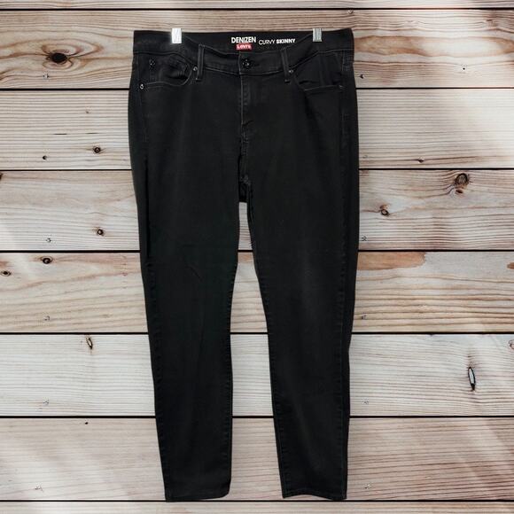 Levis Denizen Jeans Womens  lack Denim Stretch Curvy Skinny Tapered 14M 32x32 - Picture 1 of 11